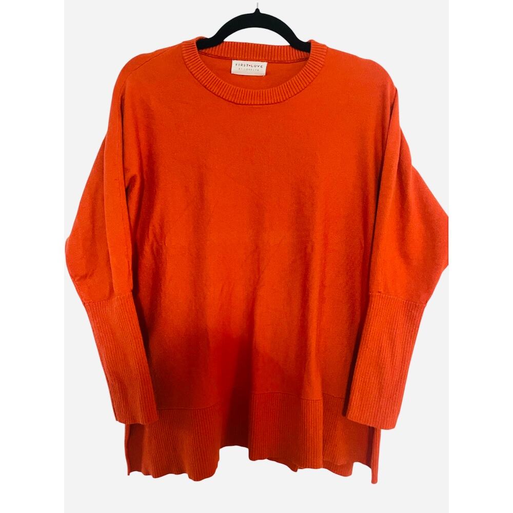 First Love Oversized Crewneck Sweater Orange Size Medium EUC